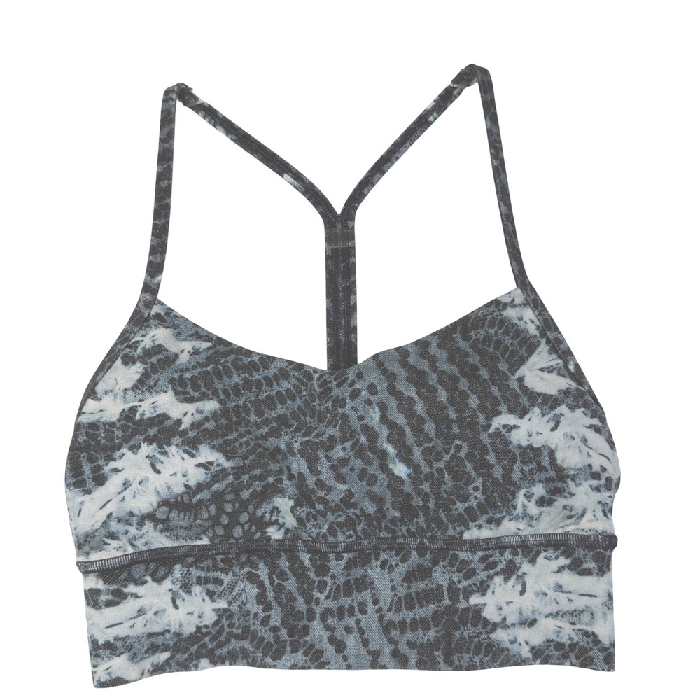 Lululemon Blue Snakeskin Tie Dye Y-Back Racerback Sports Bra Low Impact Yoga - Picture 1 of 13